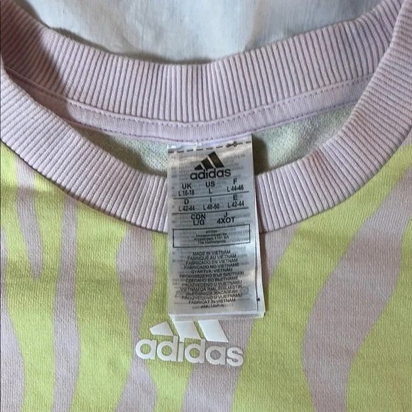 Adidas Light Yellow and Pale Pink Patterned Sweatshirt - Picture 2 of 7